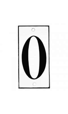 Emaljskylt 0 vit - svart 5 x 10 cm modell 13 Emaljskylt 0 vit - svart 5 x 10 cm modell 13