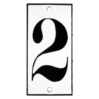 Emaljskylt 2 vit - svart 5 x 10 cm modell 13