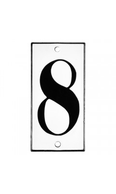 Emaljskylt 8 vit - svart 5 x 10 cm modell 13 Emaljskylt 8 vit - svart 5 x 10 cm modell 13