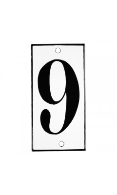 Emaljskylt 9 vit - svart 5 x 10 cm modell 13 Emaljskylt 9 vit - svart 5 x 10 cm modell 13