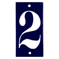 Emaljskylt 2 blå - vit 5 x 10 cm modell 14