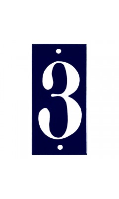 Emaljskylt 3 blå - vit 5 x 10 cm modell 14 Emaljskylt 3 blå - vit 5 x 10 cm modell 14