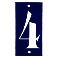 Emaljskylt 4 blå - vit 5 x 10 cm modell 14