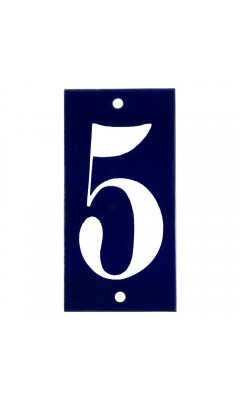 Emaljskylt 5 blå - vit 5 x 10 cm modell 14 Emaljskylt 5 blå - vit 5 x 10 cm modell 14