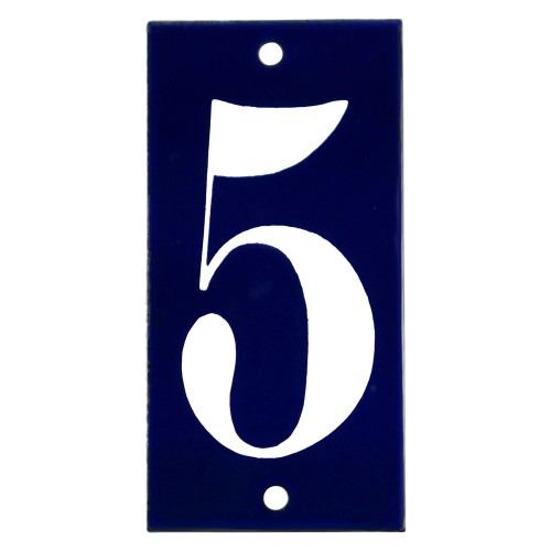 Emaljskylt 5 blå - vit 5 x 10 cm modell 14