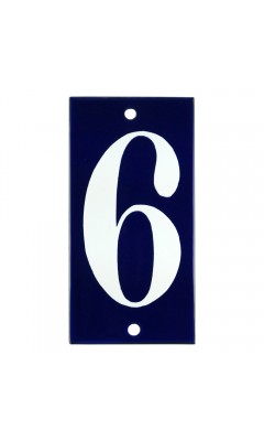 Emaljskylt 6 blå - vit 5 x 10 cm modell 14 Emaljskylt 6 blå - vit 5 x 10 cm modell 14