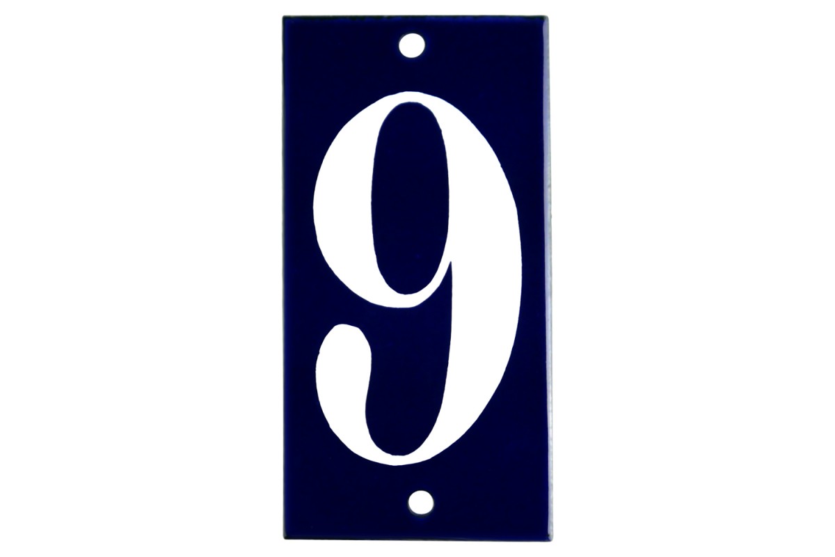 Emaljskylt 9 blå - vit 5 x 10 cm modell 14 Emaljskylt 9 blå - vit 5 x 10 cm modell 14