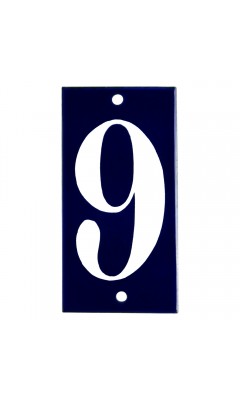 Emaljskylt 9 blå - vit 5 x 10 cm modell 14 Emaljskylt 9 blå - vit 5 x 10 cm modell 14