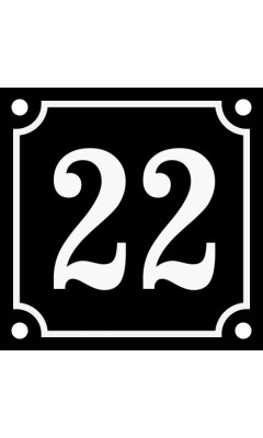 Emaljskylt 22 svart - vit 8 x 8 cm modell 12