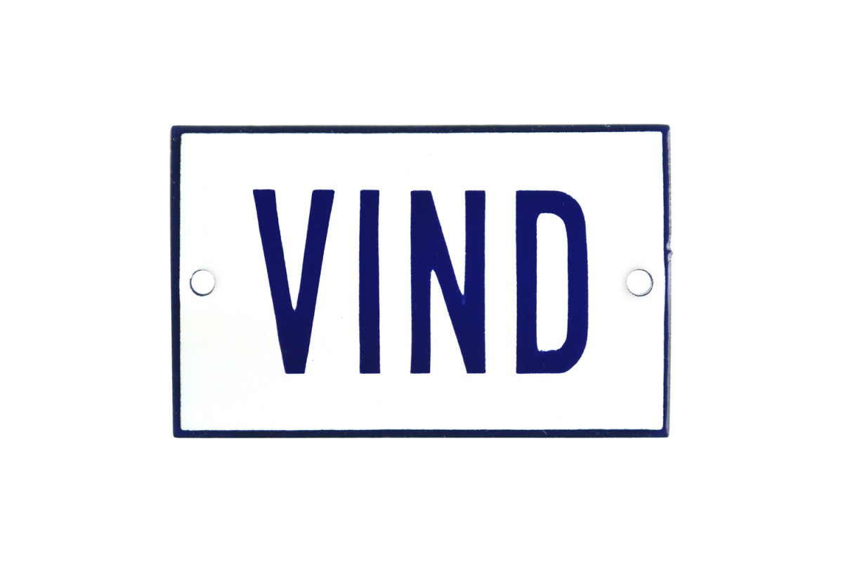 Emaljskylt VIND vit - blå 8 x 5 cm modell 1 Emaljskylt VIND vit - blå 8 x 5 cm modell 1