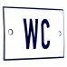 Emaljskylt WC vit - blå 8 x 5 cm modell 1