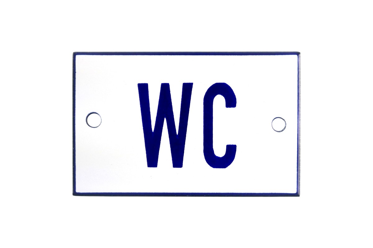 Emaljskylt WC vit - blå 8 x 5 cm modell 1 Emaljskylt WC vit - blå 8 x 5 cm modell 1