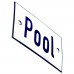 Emaljskylt Pool vit - blå 8 x 5 cm modell 1