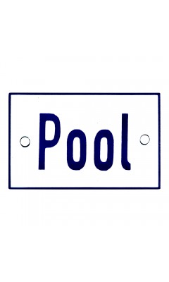 Emaljskylt Pool vit - blå 8 x 5 cm modell 1 Emaljskylt Pool vit - blå 8 x 5 cm modell 1