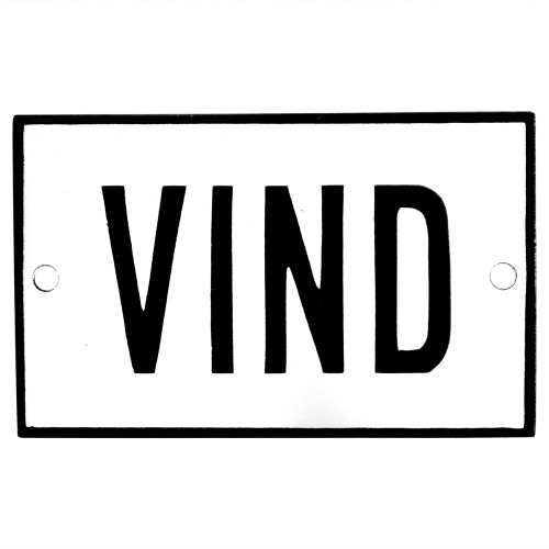 Emaljskylt VIND vit - svart 8 x 5 cm modell 2 Emaljskylt VIND vit - svart 8 x 5 cm modell 2