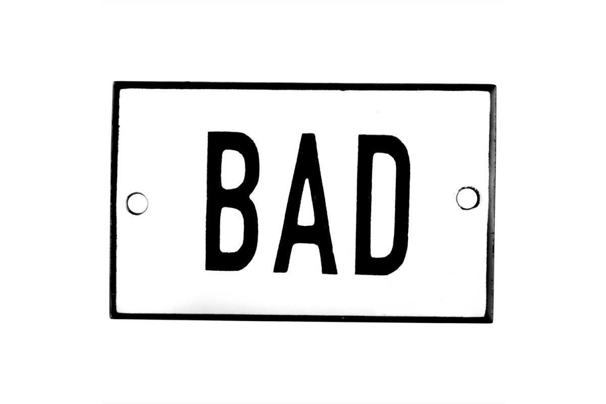 Emaljskylt BAD vit - svart 8 x 5 cm modell 2 Emaljskylt BAD vit - svart 8 x 5 cm modell 2