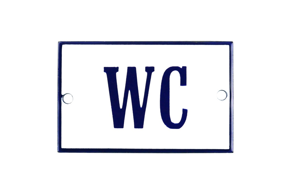 Emaljskylt WC vit - blå 8 x 5 cm modell 3 Emaljskylt WC vit - blå 8 x 5 cm modell 3