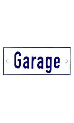 Emaljskylt Garage vit - blå 12 x 5 cm modell 1 Emaljskylt Garage vit - blå 12 x 5 cm modell 1