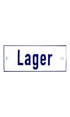 Emaljskylt Lager vit - blå 12 x 5 cm modell 1 Emaljskylt Lager vit - blå 12 x 5 cm modell 1