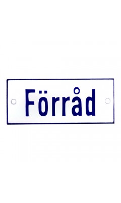 Emaljskylt Förråd vit - blå 12 x 5 cm modell 1 Emaljskylt Förråd vit - blå 12 x 5 cm modell 1