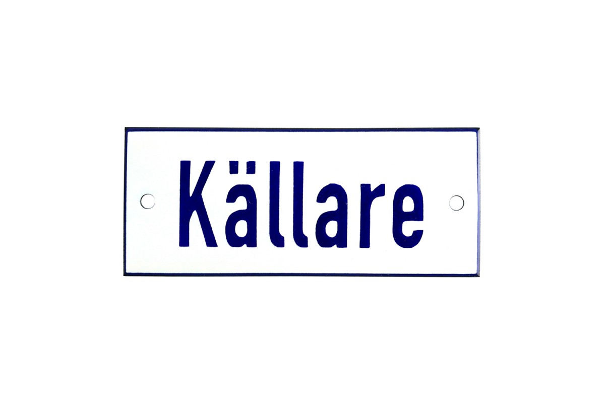 Emaljskylt Källare vit - blå 12 x 5 cm modell 1 Emaljskylt Källare vit - blå 12 x 5 cm modell 1