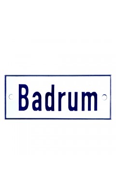 Emaljskylt Badrum vit - blå 12 x 5 cm modell 1 Emaljskylt Badrum vit - blå 12 x 5 cm modell 1