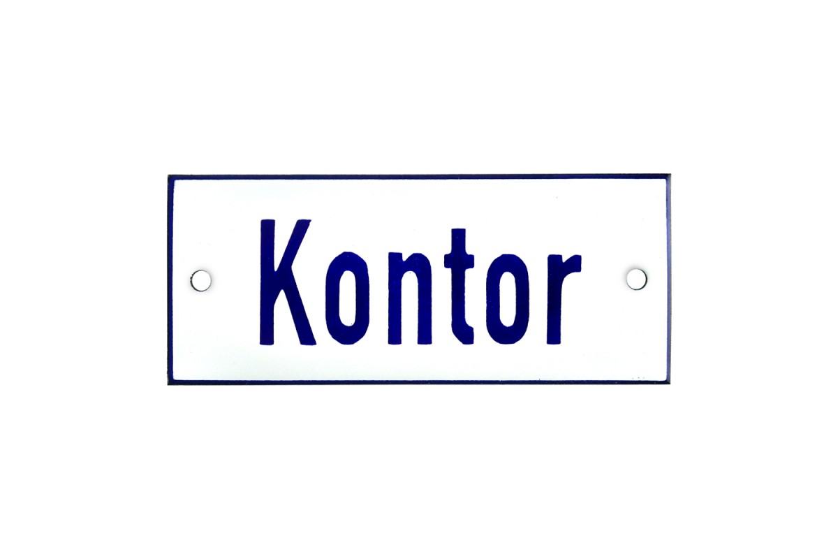 Emaljskylt Kontor vit - blå 12 x 5 cm modell 1 Emaljskylt Kontor vit - blå 12 x 5 cm modell 1