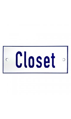 Emaljskylt Closet vit - blå 12 x 5 cm modell 1 Emaljskylt Closet vit - blå 12 x 5 cm modell 1