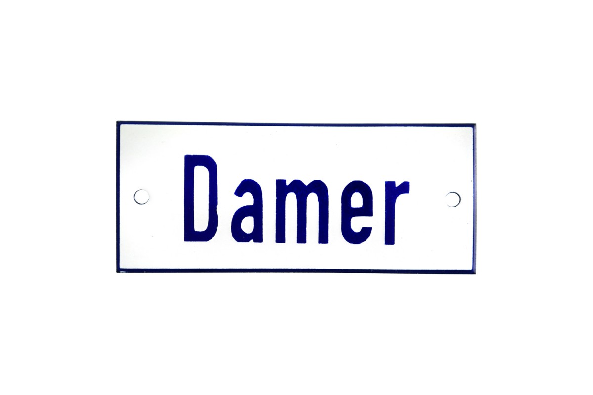 Emaljskylt Damer vit - blå 12 x 5 cm modell 1 Emaljskylt Damer vit - blå 12 x 5 cm modell 1