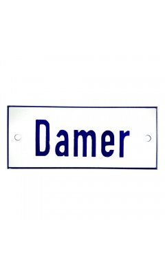 Emaljskylt Damer vit - blå 12 x 5 cm modell 1 Emaljskylt Damer vit - blå 12 x 5 cm modell 1