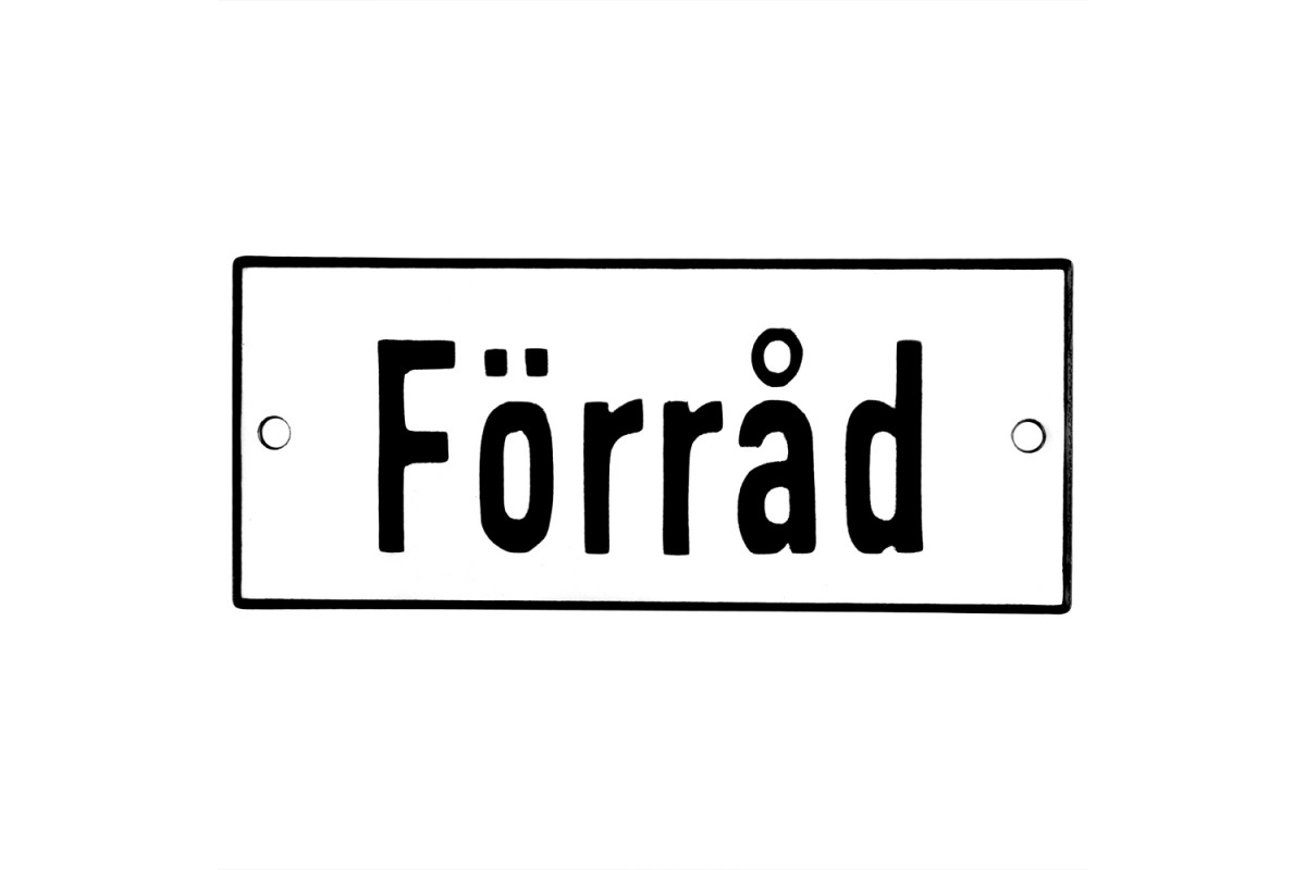 Emaljskylt Förråd vit - svart 12 x 5 cm modell 2 Emaljskylt Förråd vit - svart 12 x 5 cm modell 2