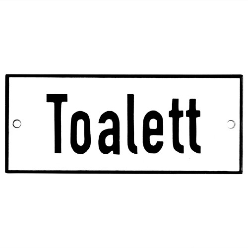 Emaljskylt Toalett vit - svart 12 x 5 cm modell 2 Emaljskylt Toalett vit - svart 12 x 5 cm modell 2