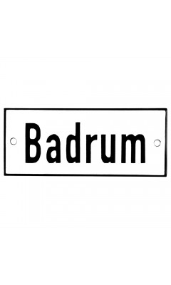Emaljskylt Badrum vit - svart 12 x 5 cm modell 2 Emaljskylt Badrum vit - svart 12 x 5 cm modell 2