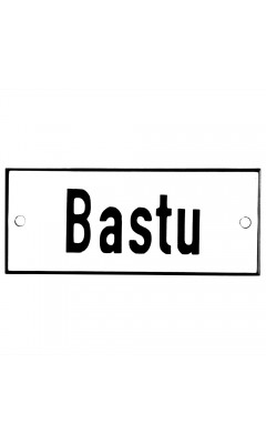 Emaljskylt Bastu vit - svart 12 x 5 cm modell 2 Emaljskylt Bastu vit - svart 12 x 5 cm modell 2