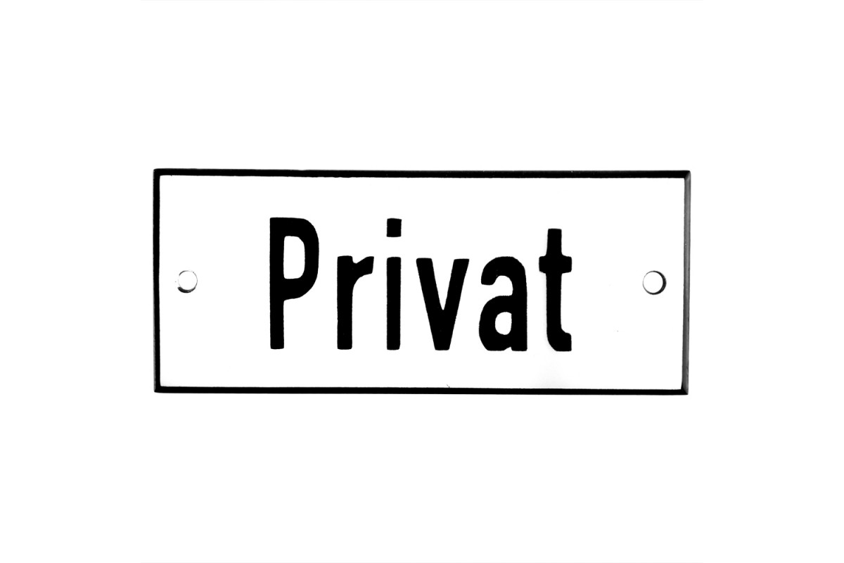 Emaljskylt Privat vit - svart 12 x 5 cm modell 2 Emaljskylt Privat vit - svart 12 x 5 cm modell 2
