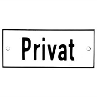 Emaljskylt Privat vit - svart 12 x 5 cm modell 2