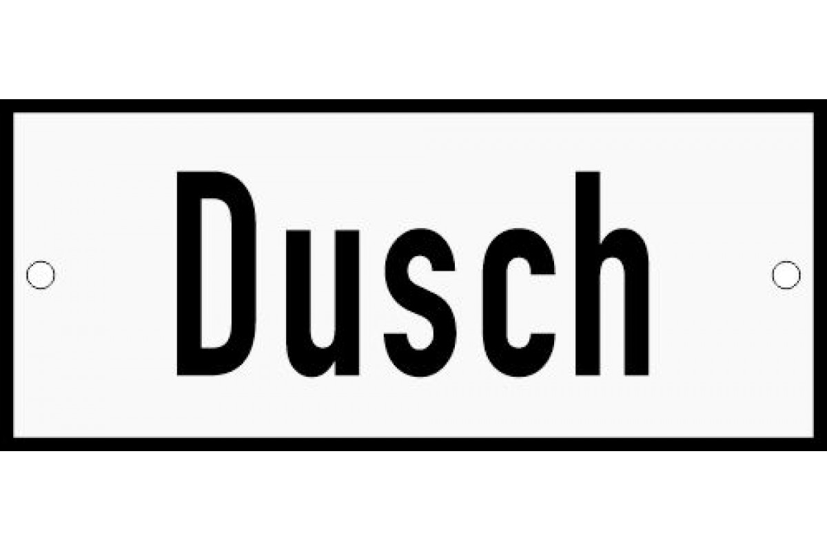 Emaljskylt Dusch vit - svart 12 x 5 cm modell 2 Emaljskylt Dusch vit - svart 12 x 5 cm modell 2