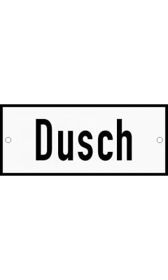 Emaljskylt Dusch vit - svart 12 x 5 cm modell 2 Emaljskylt Dusch vit - svart 12 x 5 cm modell 2