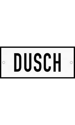 Emaljskylt DUSCH vit - svart 12 x 5 cm modell 2 Emaljskylt DUSCH vit - svart 12 x 5 cm modell 2