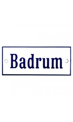 Emaljskylt Badrum vit - blå 12 x 5 cm modell 3 Emaljskylt Badrum vit - blå 12 x 5 cm modell 3