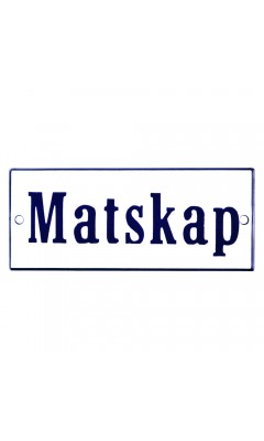 Emaljskylt Matskap vit - blå 12 x 5 cm modell 3 Emaljskylt Matskap vit - blå 12 x 5 cm modell 3