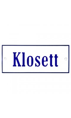 Emaljskylt Klosett vit - blå 12 x 5 cm modell 3 Emaljskylt Klosett vit - blå 12 x 5 cm modell 3