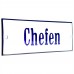 Emaljskylt Chefen vit - blå 12 x 5 cm modell 3