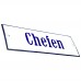 Emaljskylt Chefen vit - blå 12 x 5 cm modell 3