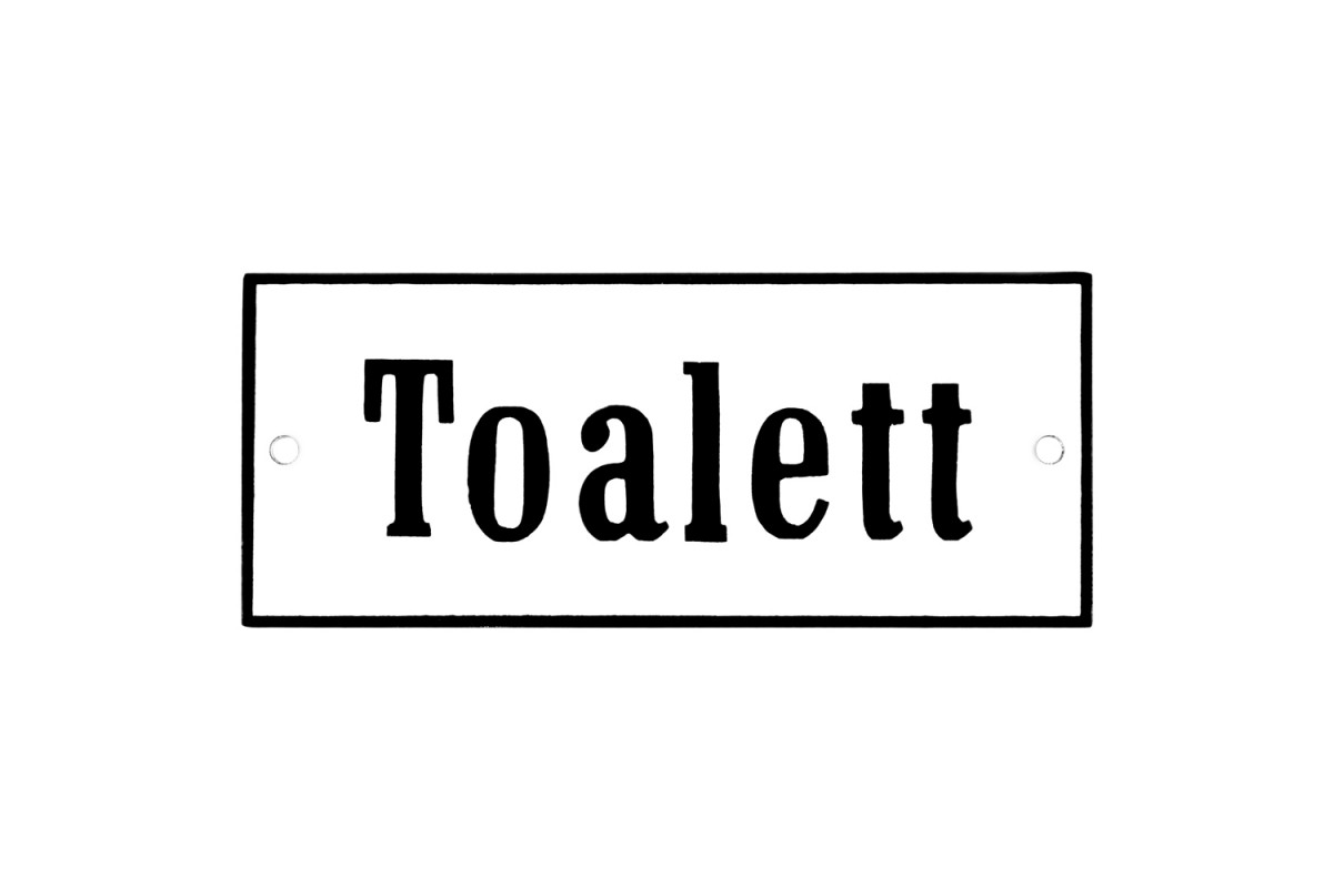 Emaljskylt Toalett vit - svart 12 x 5 cm modell 4 Emaljskylt Toalett vit - svart 12 x 5 cm modell 4