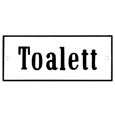 Emaljskylt Toalett vit - svart 12 x 5 cm modell 4