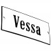 Emaljskylt Vessa vit - svart 12 x 5 cm modell 4 Emaljskylt Vessa vit - svart 12 x 5 cm modell 4