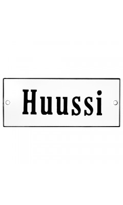 Emaljskylt Huussi vit - svart 12 x 5 cm modell 4 Emaljskylt Huussi vit - svart 12 x 5 cm modell 4