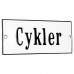 Emaljskylt Cykler vit - svart 12 x 5 cm modell 4 Emaljskylt Cykler vit - svart 12 x 5 cm modell 4