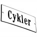 Emaljskylt Cykler vit - svart 12 x 5 cm modell 4 Emaljskylt Cykler vit - svart 12 x 5 cm modell 4